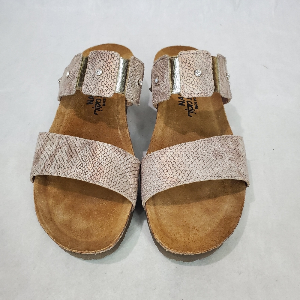 Naot Ashley Python Wedge Slide Sandals Rhinestones - image 2